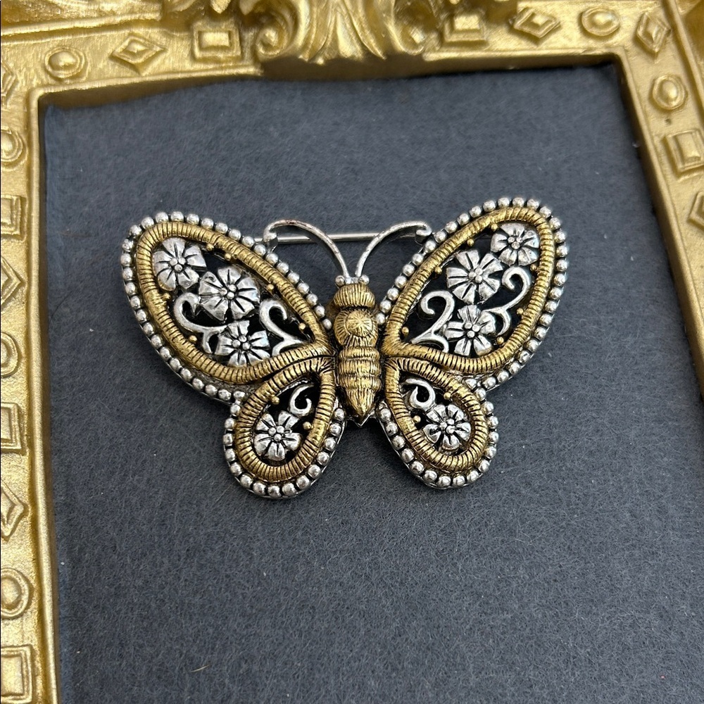 Gold and Silver Butterfly Brooch